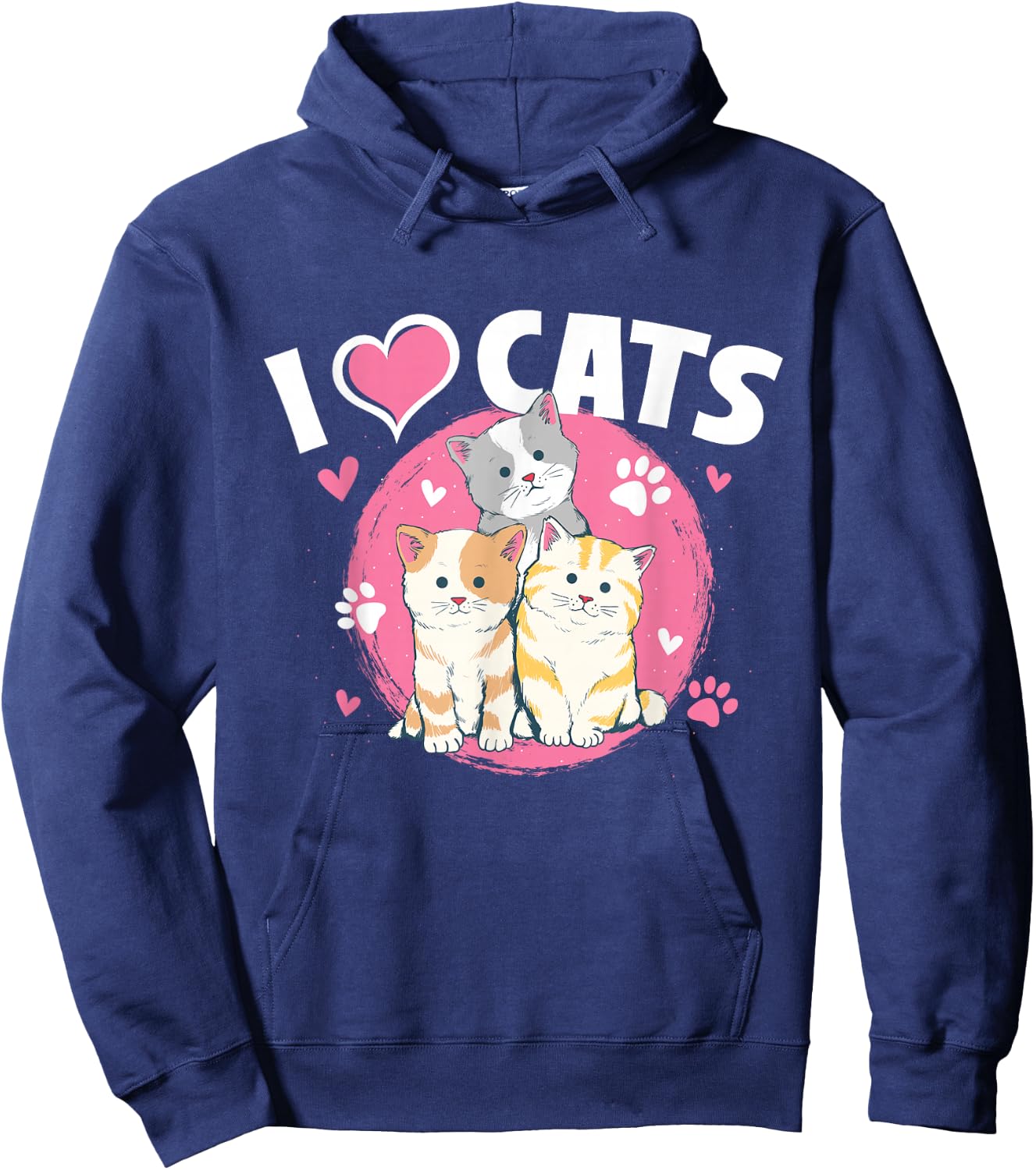 I Love Cats - Feline Animal Lover Pet Owner Veterinarian Hoodie - Hoodie | Navy