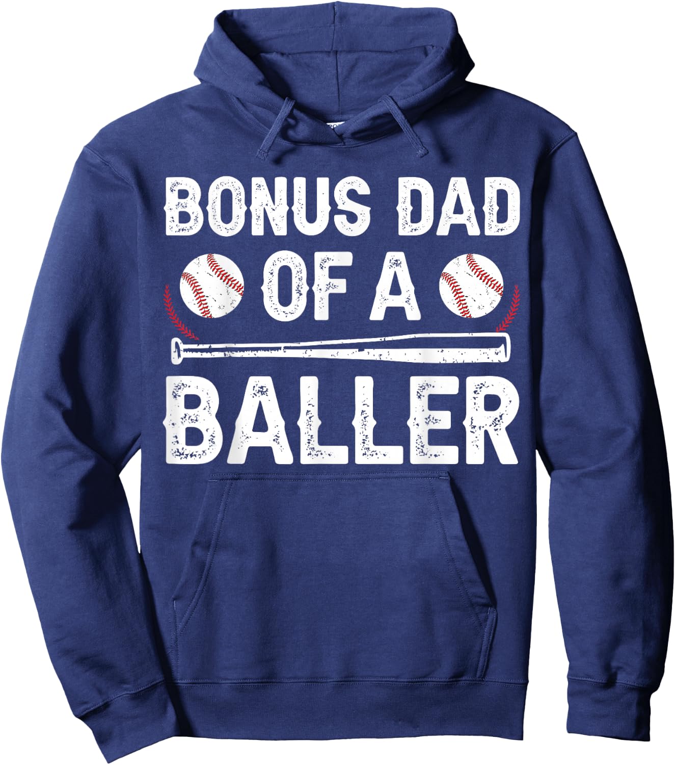 Bonus Dad Of A Baller Baseball Bonus Dad Baseball Step Dad Hoodie - Hoodie | Navy