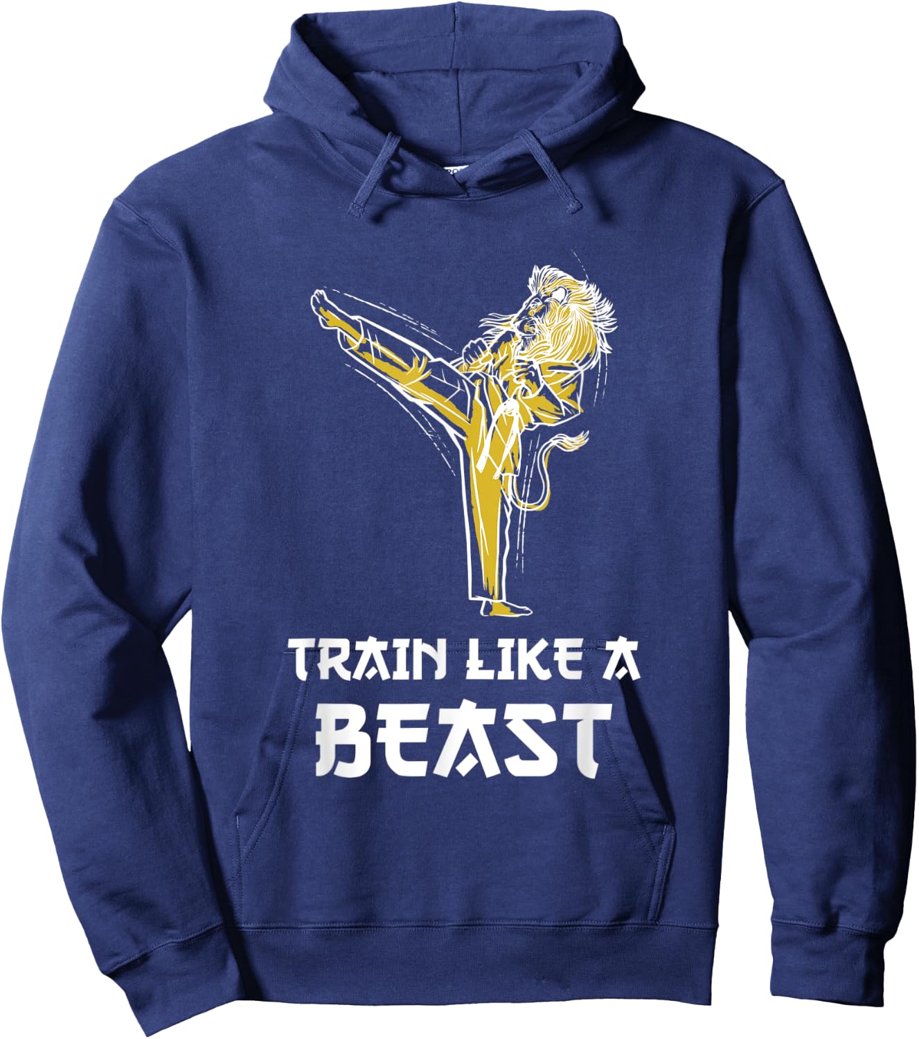 Train Like A Beast Taekwondo Lion Roundhouse Kick Hoodie - Hoodie | Navy