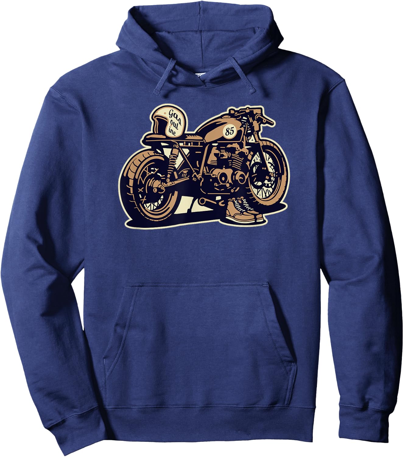Simple Cafe Racer Bike No Words Biker On Dark Hoodie - Hoodie | Navy