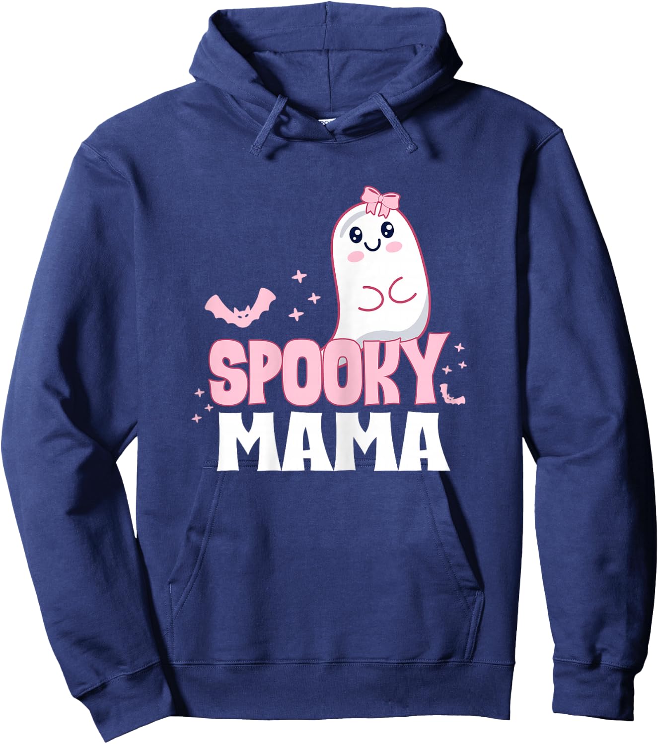 Spooky Mama Family Cute Pink White Ghost Boo Halloween Hoodie - Hoodie | Navy
