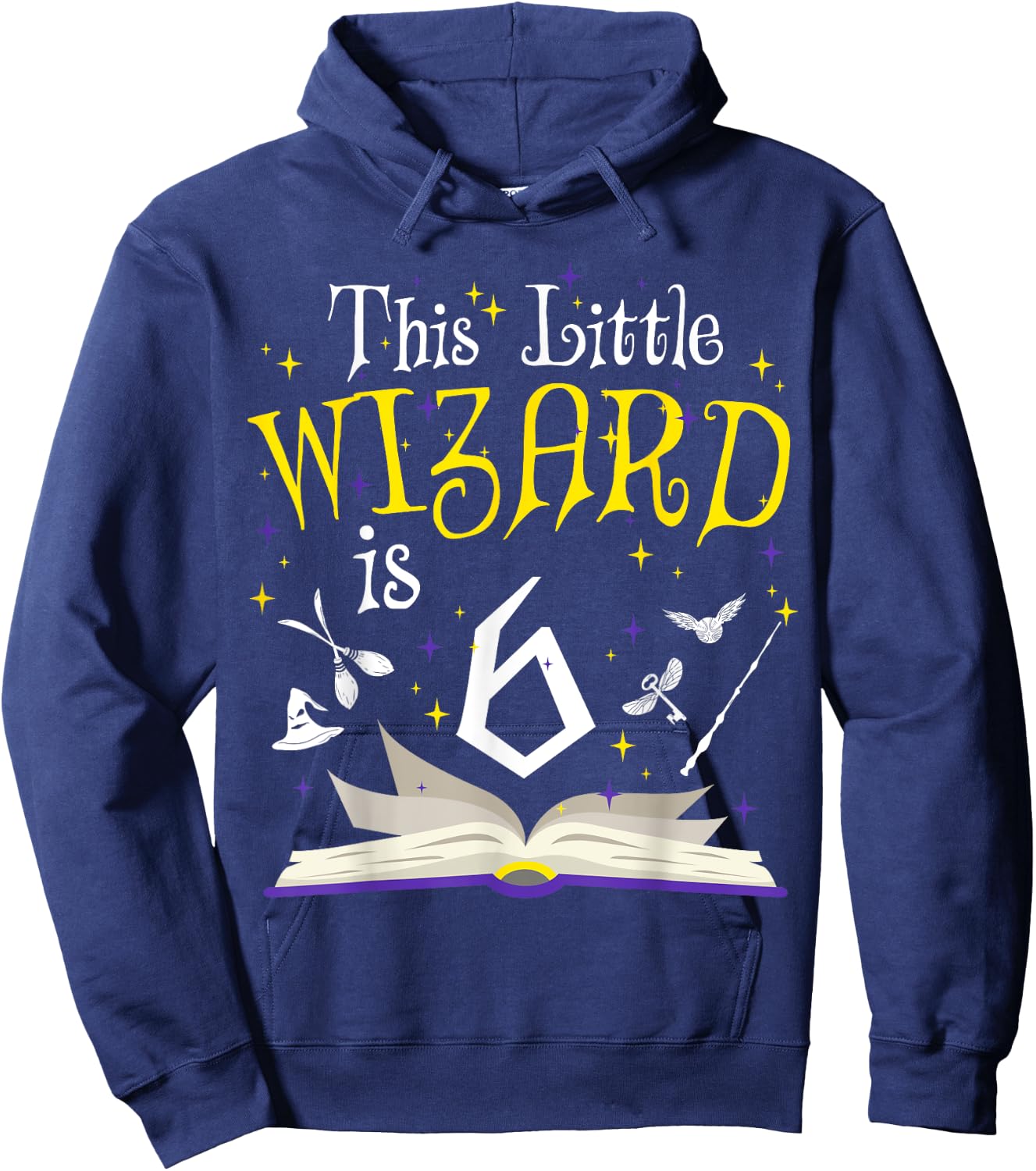 6th B-Day Magic Wizard 6 Year Old Birthday Matching Family Hoodie - Hoodie | Navy