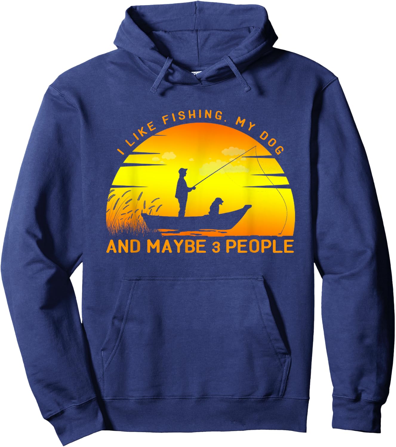 I like fishing, my dog and maybe 3 people - Vintage fishing Women Kids Hoodie - Hoodie | Navy