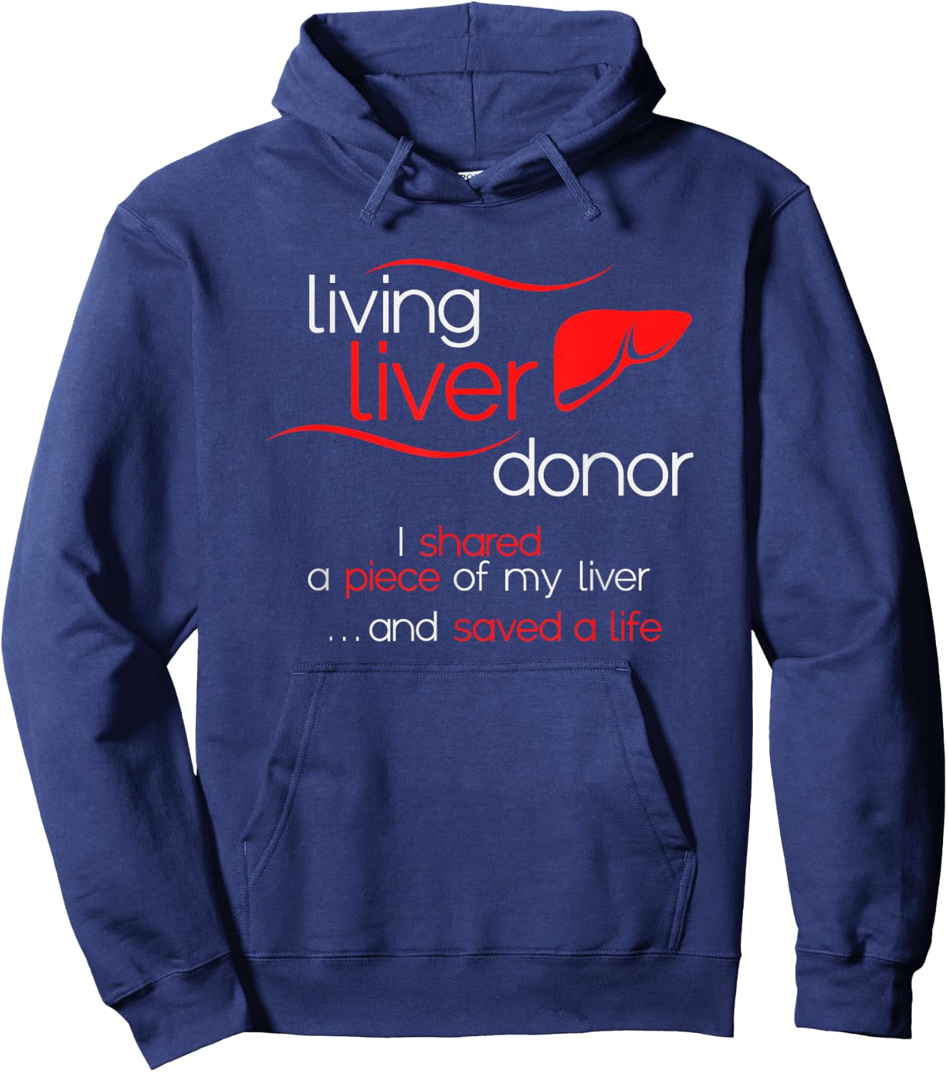 KNS Transplant Gear -Adults Black Modern Living Liver Donor Awareness Small Classic Fit Crew Collar Short Sleeve Hoodie - Hoodie | Navy
