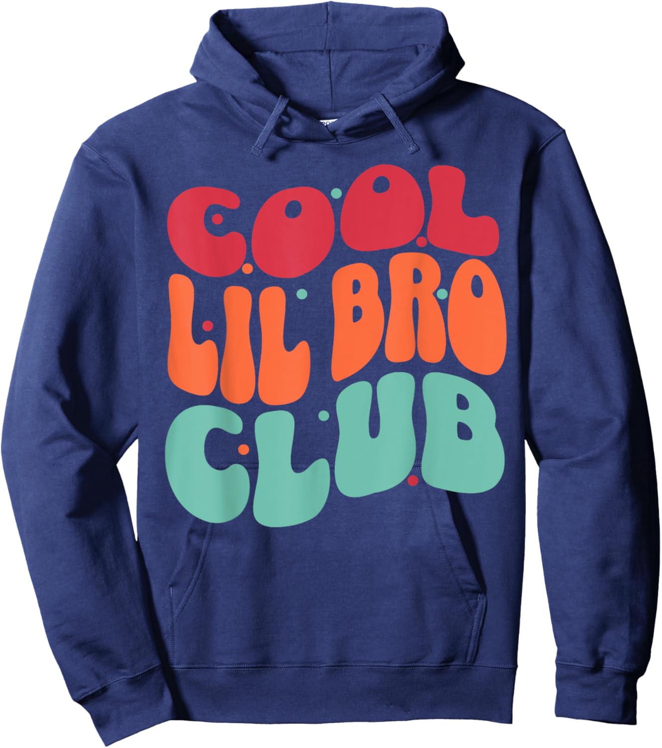Cool Lil Bro Club Groovy Little Brother Retro 70s Sibling Hoodie - Hoodie | Navy