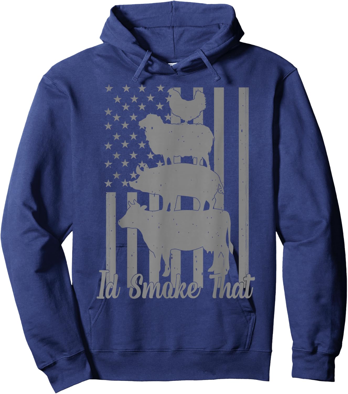 Id Smoke That Funny Grilling I'd Smoke That US Flag 4th July Hoodie - Hoodie | Navy