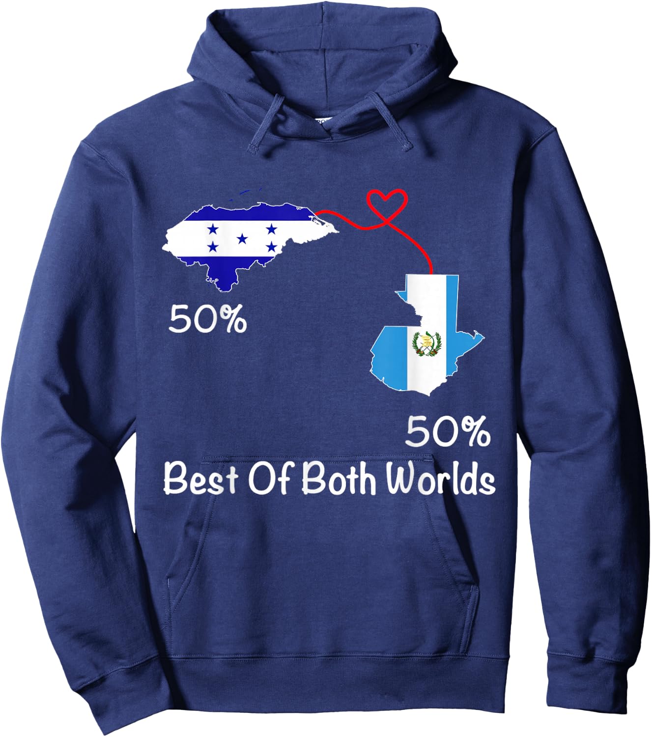 Half Honduran Half Guatemalan Flag Map Guatemala Hoodie - Hoodie | Navy
