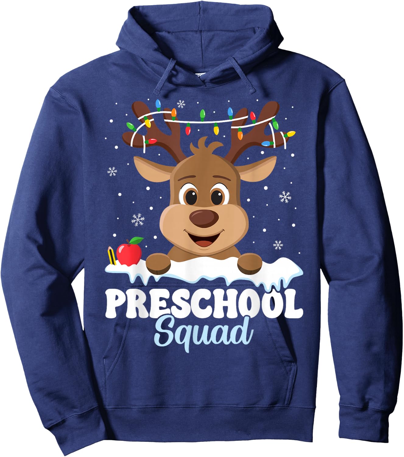 Preschool Teacher Christmas Preschool Squad Reindeer Xmas Hoodie - Hoodie | Navy