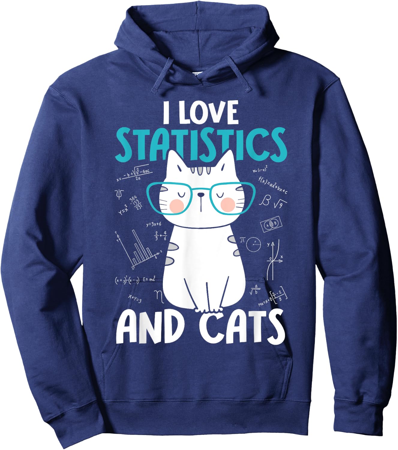 I Love Math and Cats - Funny Statistics Hoodie - Hoodie | Navy