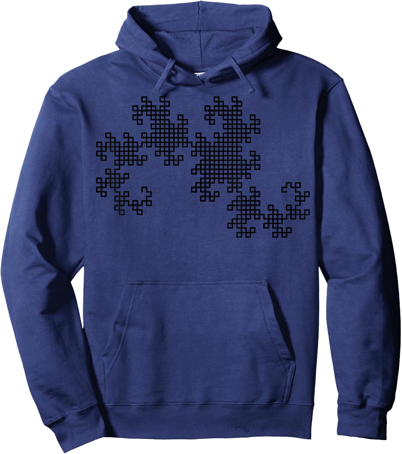 Nerdy Black Dragon Curve Fractal Geometry Math Teacher Geek Hoodie - Hoodie | Navy