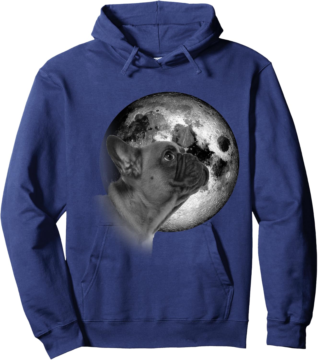 Funny cute French Bulldog with Moon Frenchie Dog Lovers Hoodie - Hoodie | Navy