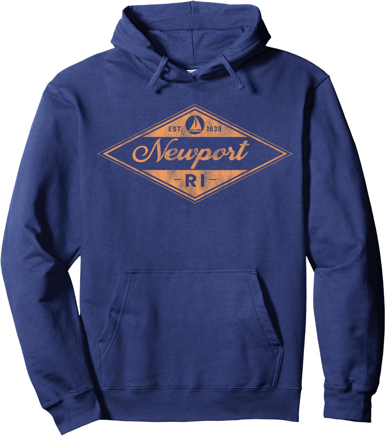 Vintage Newport, RI Boating Established 1639 Beach Souvenir Hoodie - Hoodie | Navy