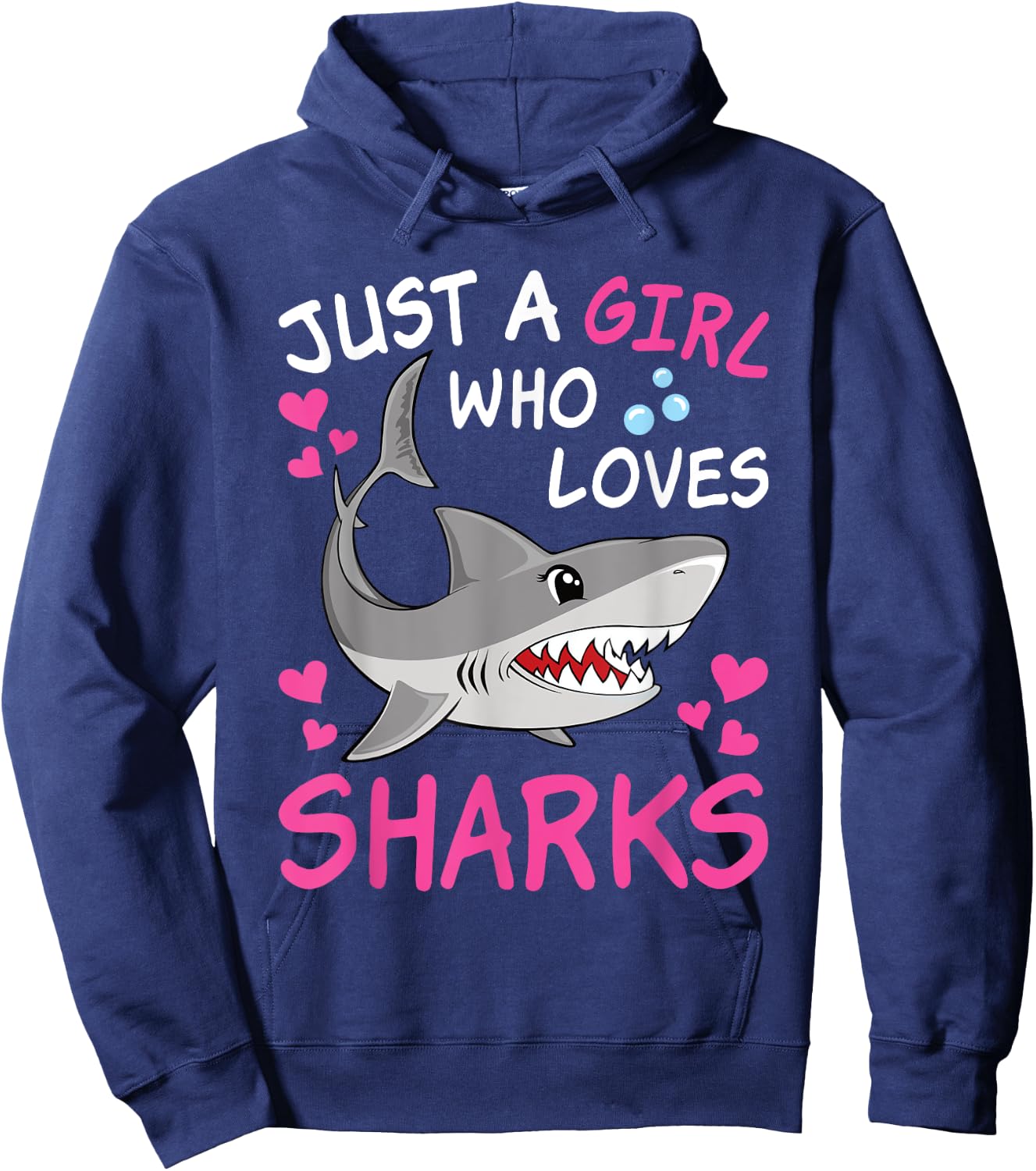 Just A Girl Who Loves Sharks Funny Ocean Animal Shark Kid Hoodie - Hoodie | Navy