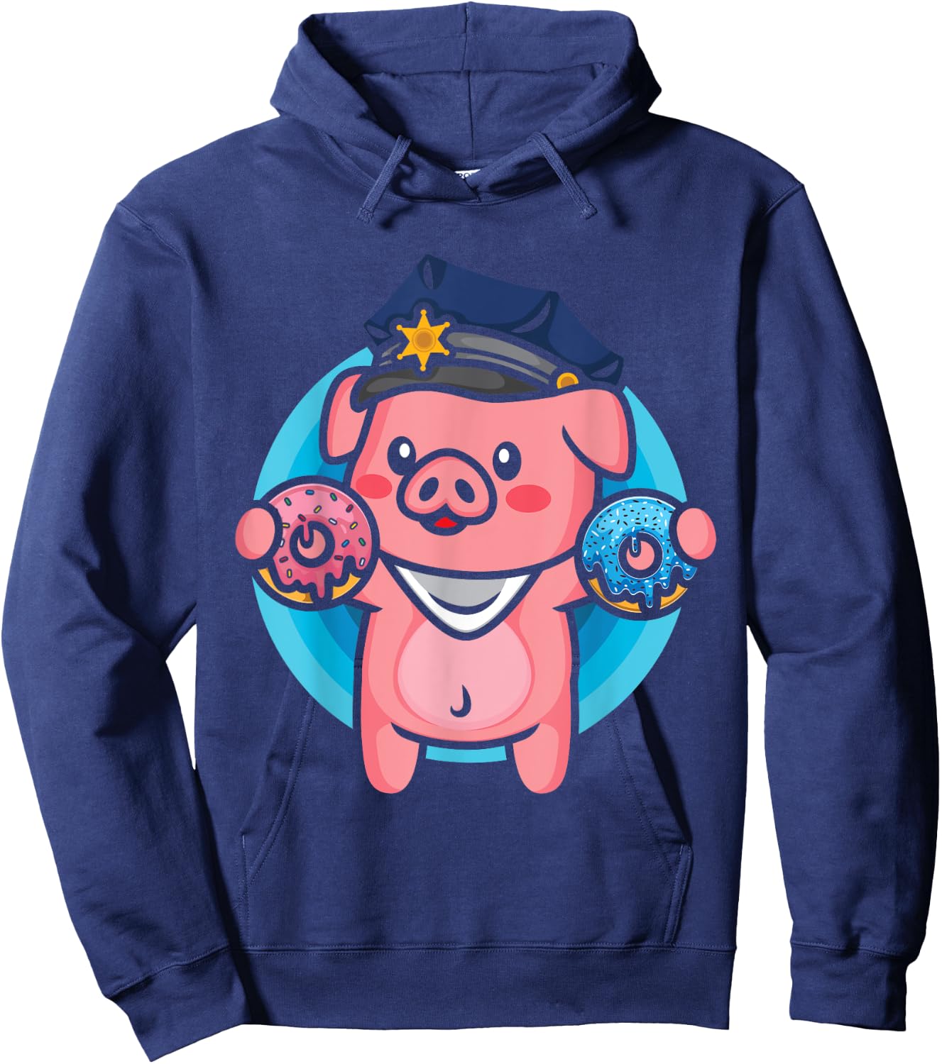 Pig Police Farmer Officer Funny Pig Cop Donut Doughnut Lover Hoodie - Hoodie | Navy