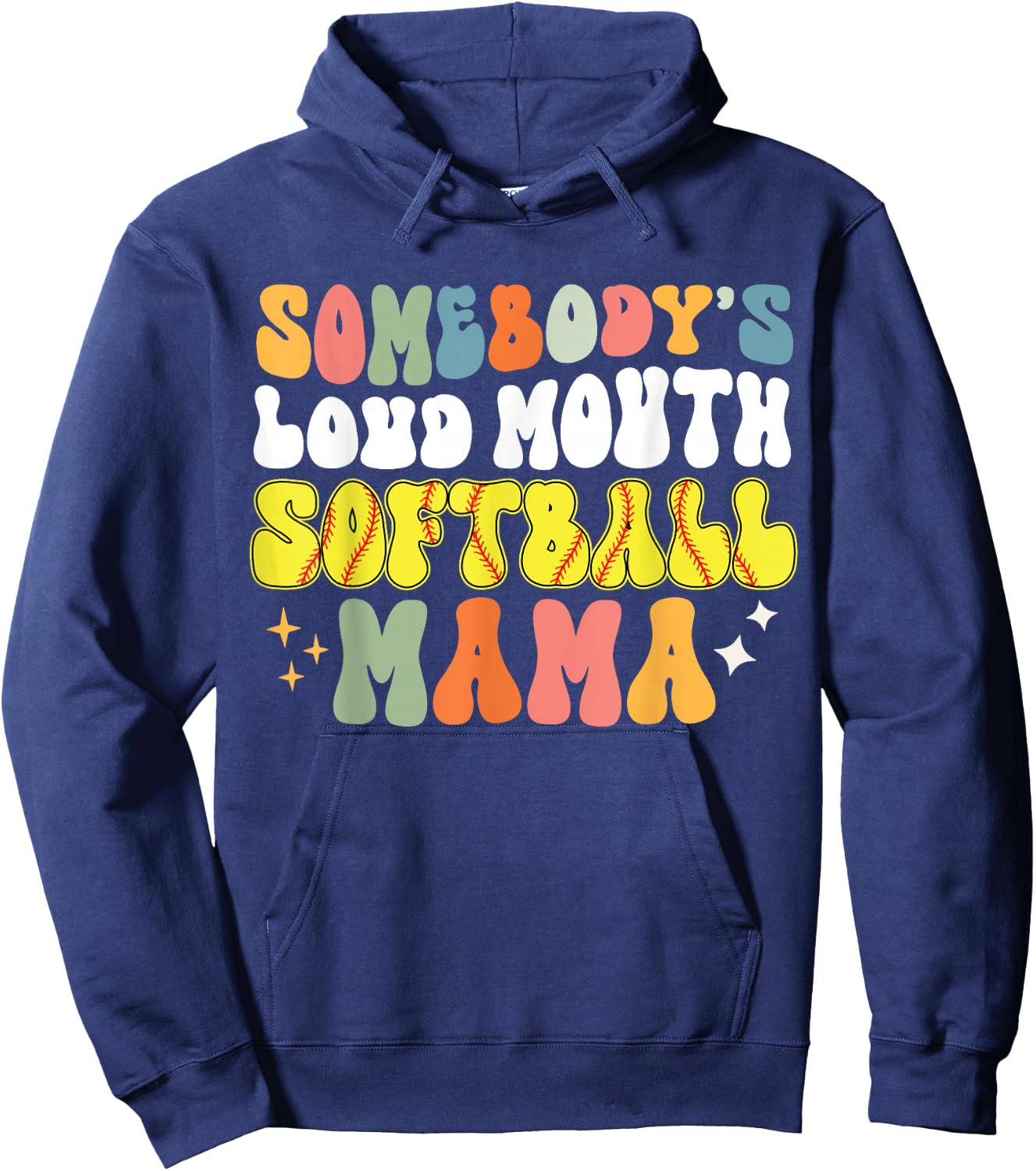 Somebody's Loud Mouth Softball Mama Funny Softball Mom Hoodie - Hoodie | Navy