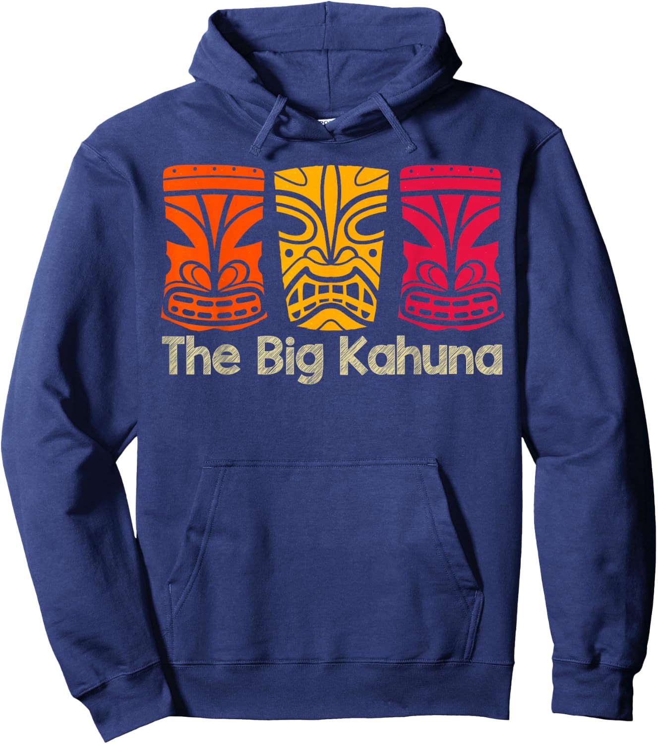 The Big Kahuna Polynesian Surfing Retro Vintage Novelty Hoodie - Hoodie | Navy