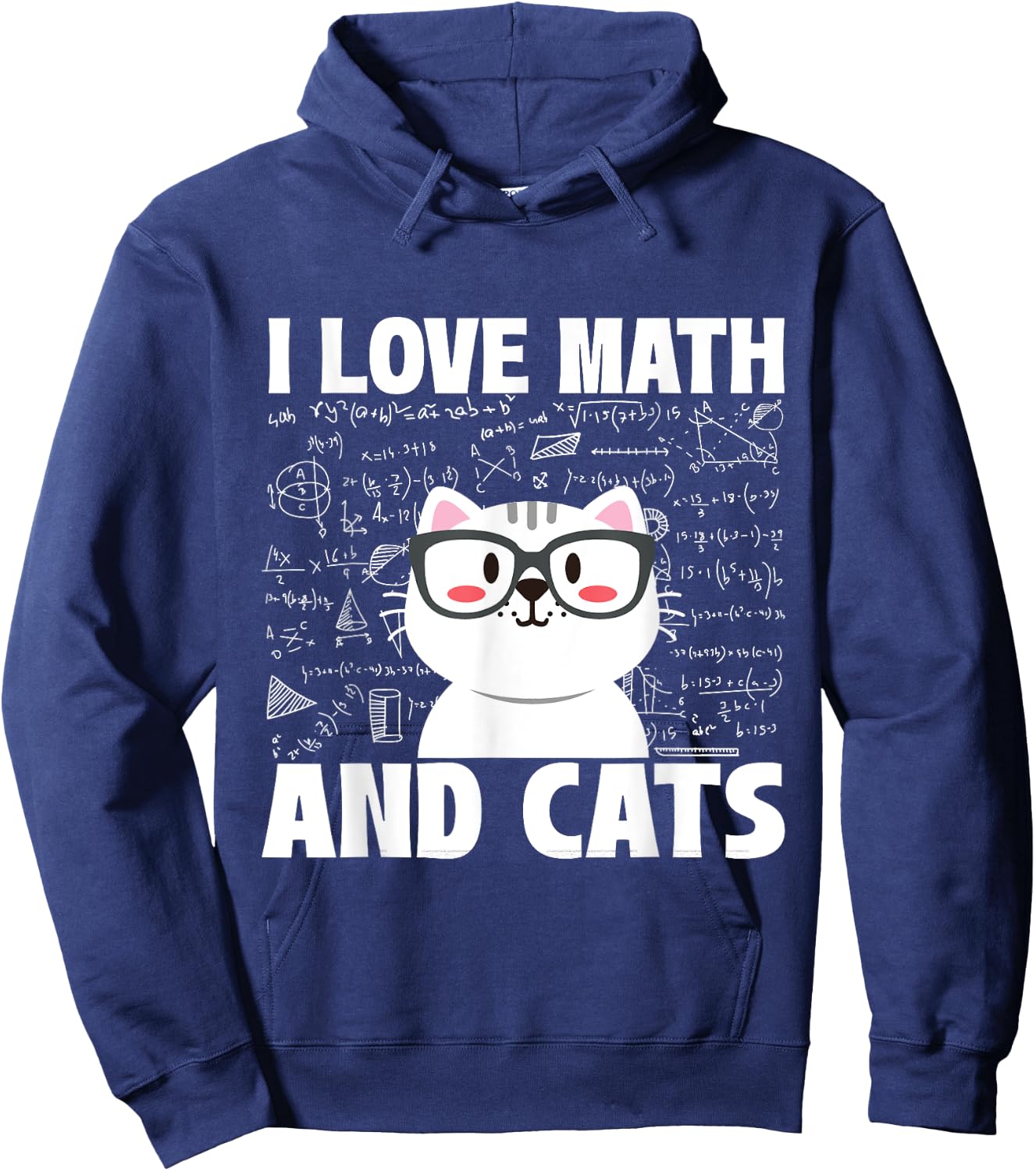 I Love Math And Cats - Feline Animal Cat Lover Kitten Kitty Hoodie - Hoodie | Navy