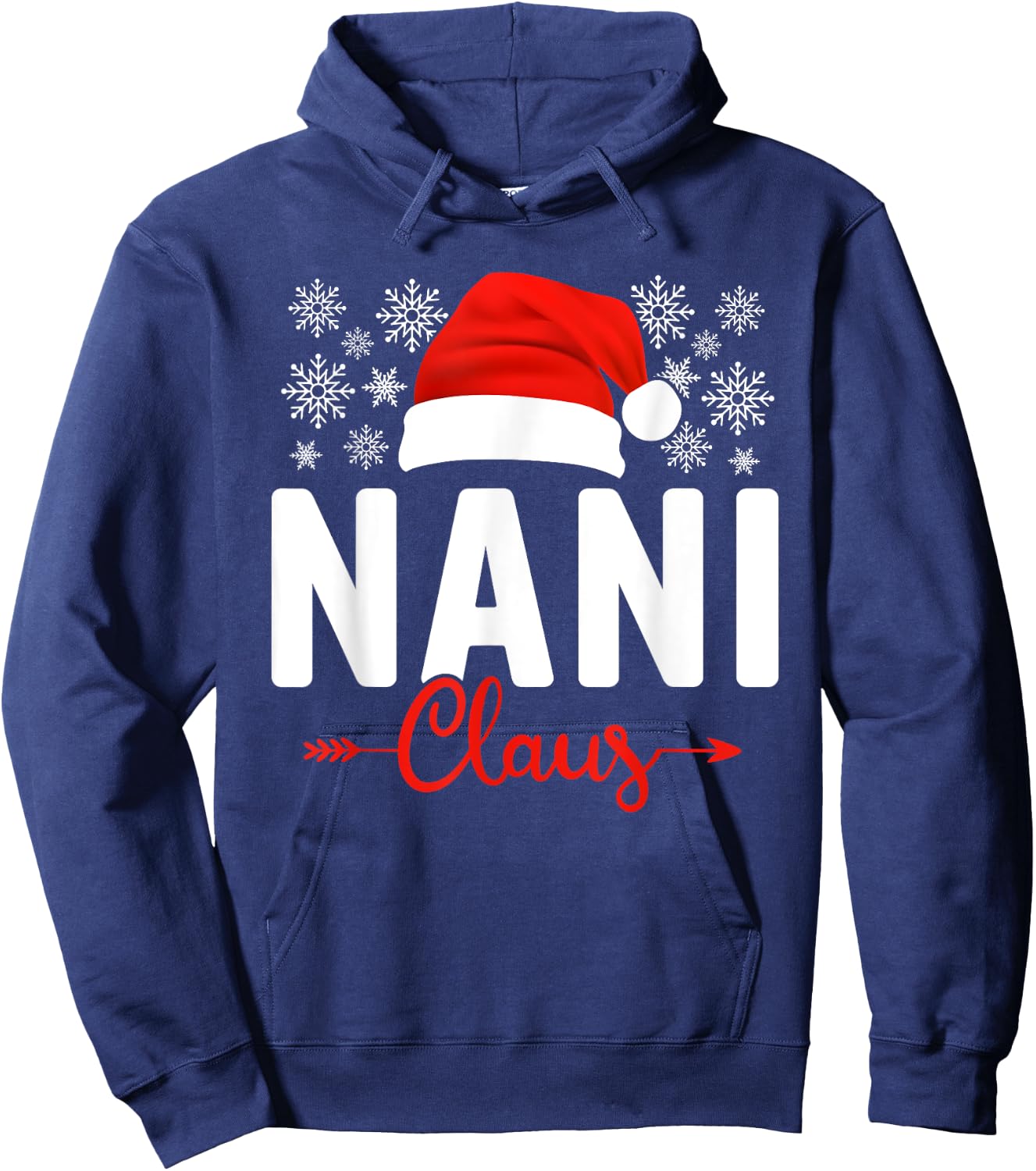 Nani Claus Xmas Light Funny Santa Hat Christmas Ugly Hoodie - Hoodie | Navy