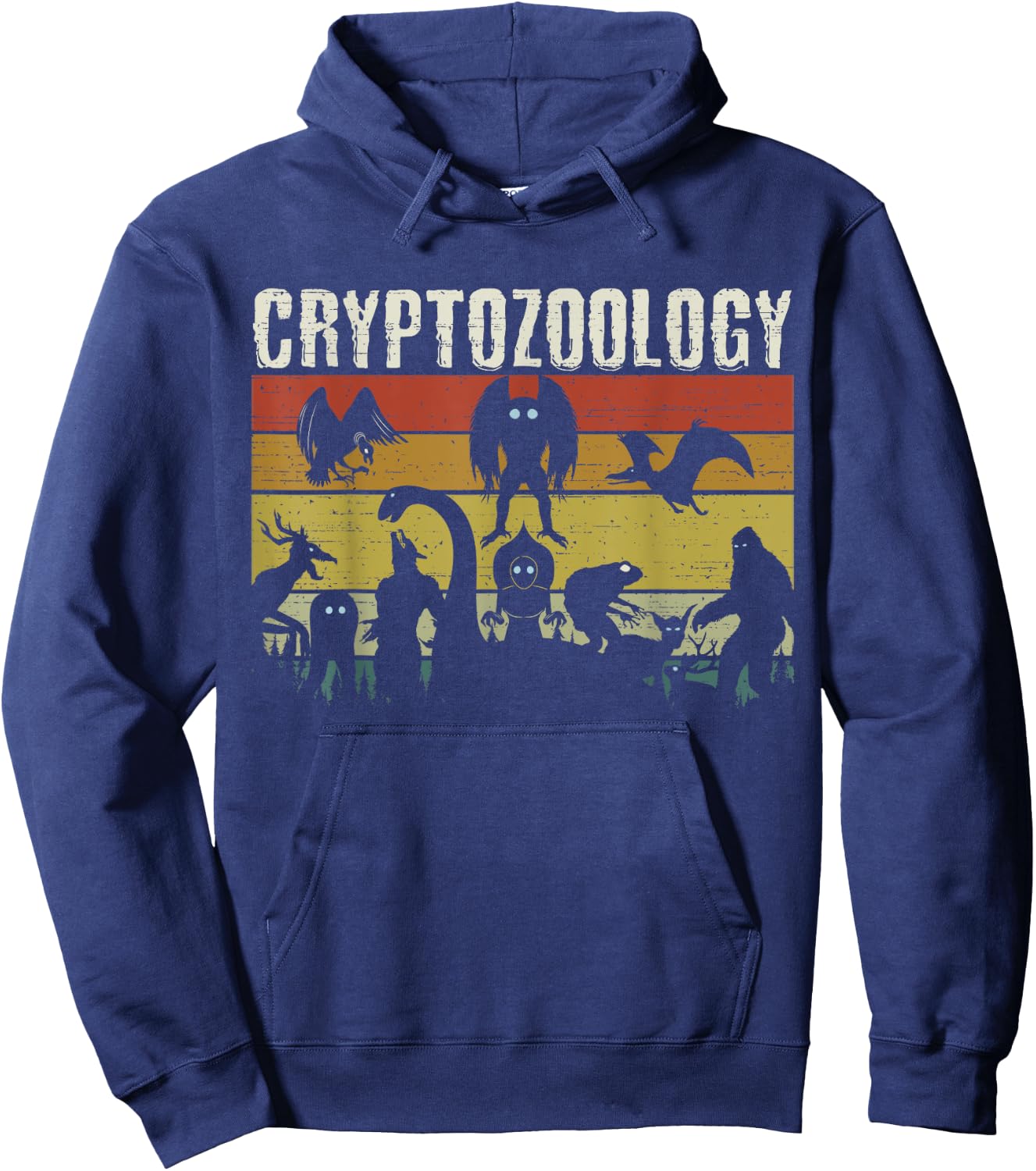 Cute Cryptid Monsters Bigfoot Mothman Dogman Cryptozoology Hoodie - Hoodie | Navy