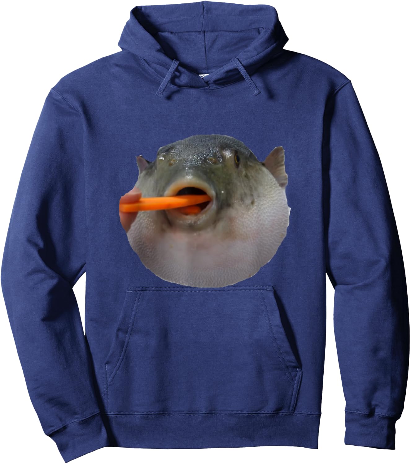 Pufferfish Eating a Carrot Meme Hoodie - Hoodie | Navy