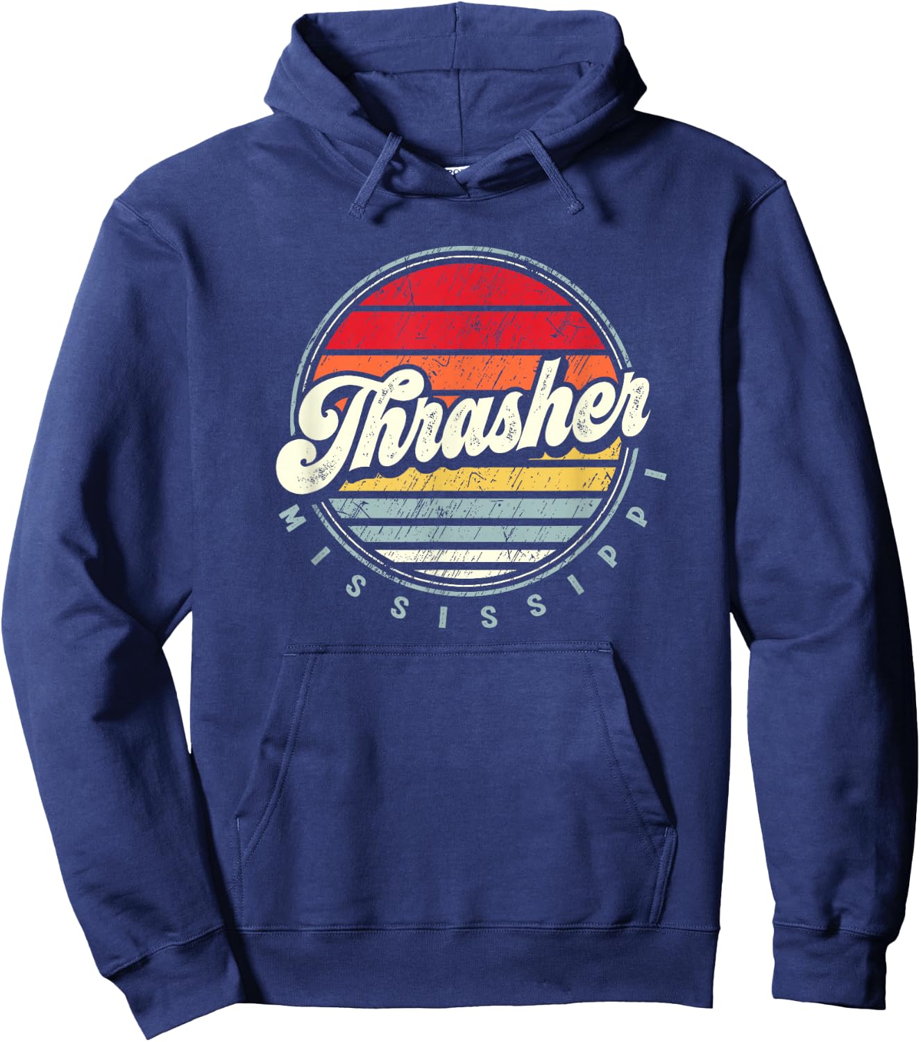 Retro Thrasher Home State Cool 70s Style Sunset Hoodie - Hoodie | Navy