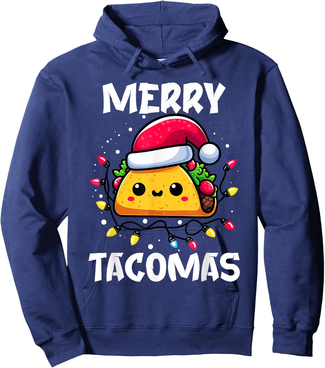 Merry Tacomas Christmas Taco Santa Claus Hat Funny Boys Hoodie - Hoodie | Navy