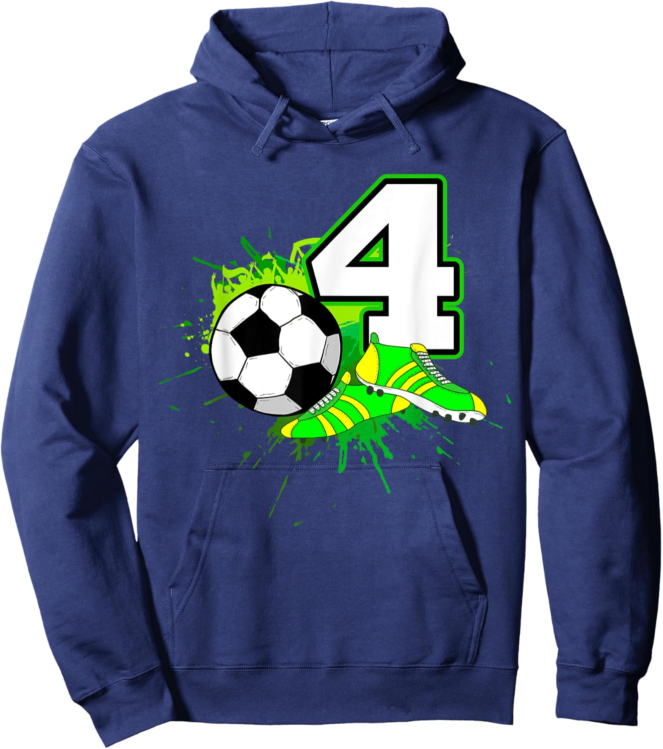 4th Birthday Soccer Football Sport 4 Year Old Funny B-Day Hoodie - Hoodie | Navy