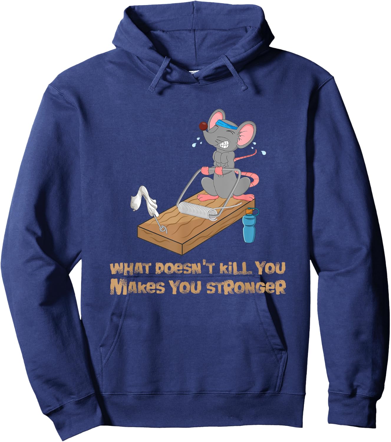 Mouse Training Mousetrap Fitness Workout Bench Press Funny Hoodie - Hoodie | Navy