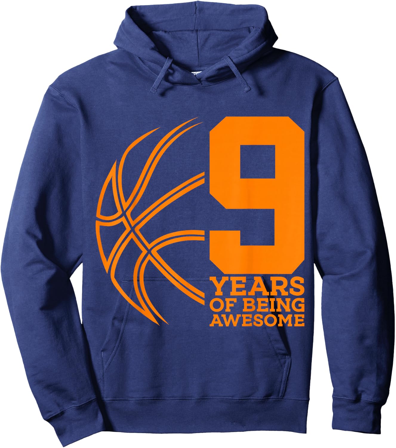 9 Years of Being Awesome Basketball 9th Birthday Hoodie - Hoodie | Navy