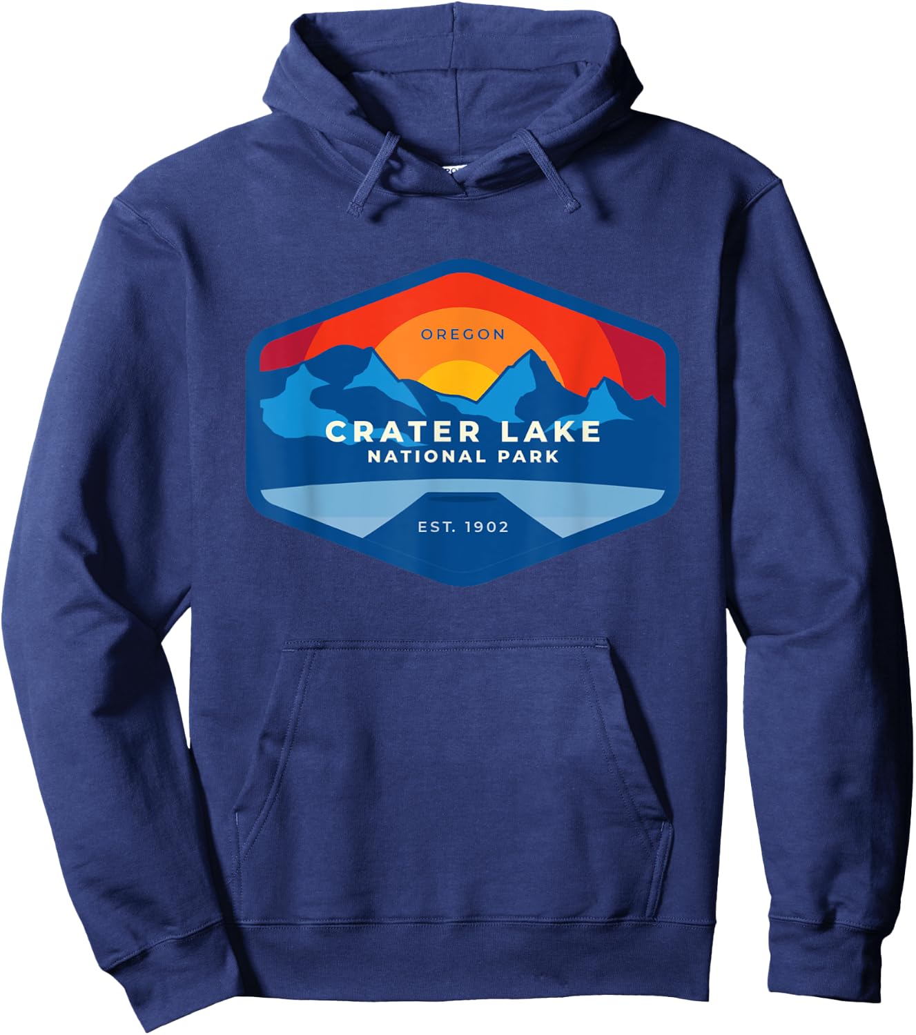 Vintage Sunset At Crater Lake National Park Oregon Hoodie - Hoodie | Navy