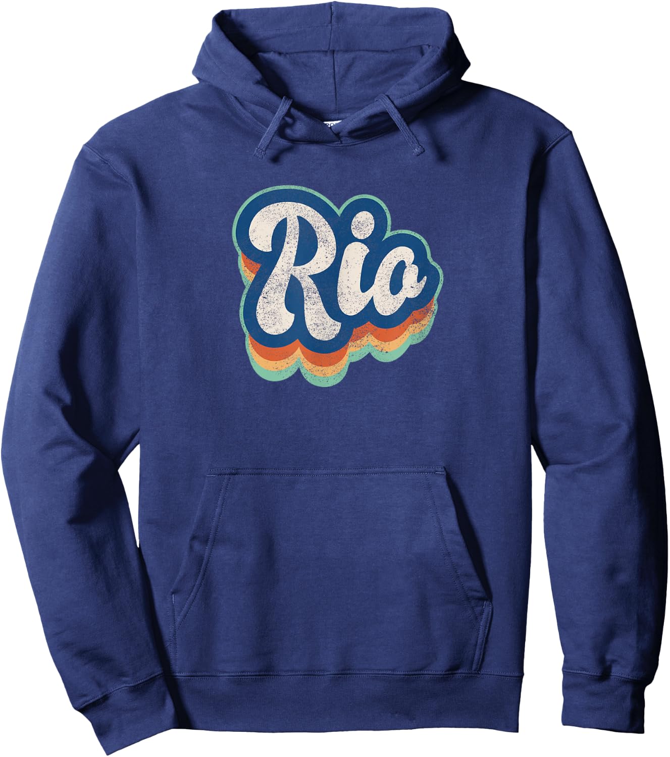 Rio First Name Boy Vintage Style 70s 80s Personalized Hoodie - Hoodie | Navy