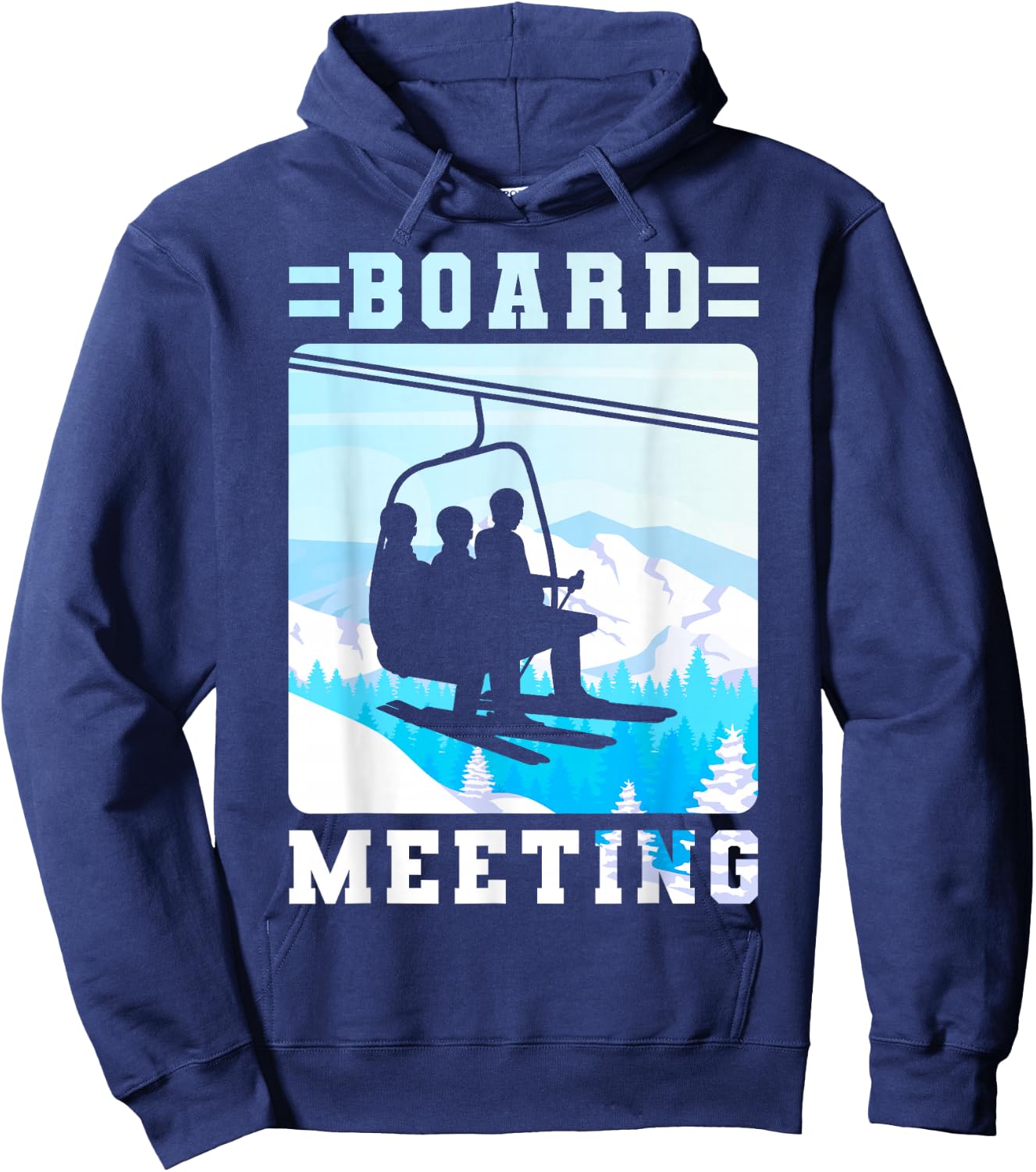 Snowboard Board Meeting Ski Lift Skier Winter Sports Hoodie - Hoodie | Navy