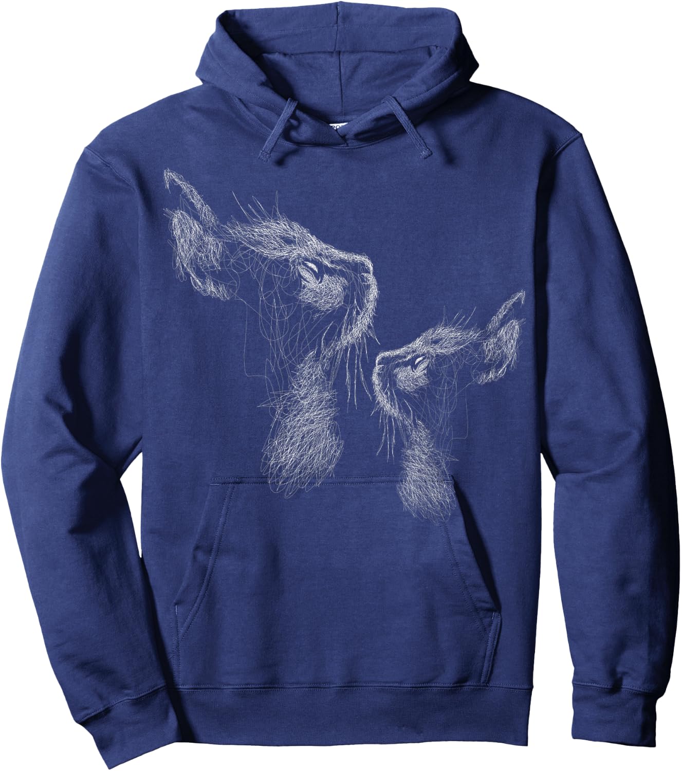 cute two cat scribble art sketch for lover cats kitty kitten Women Kids Hoodie - Hoodie | Navy
