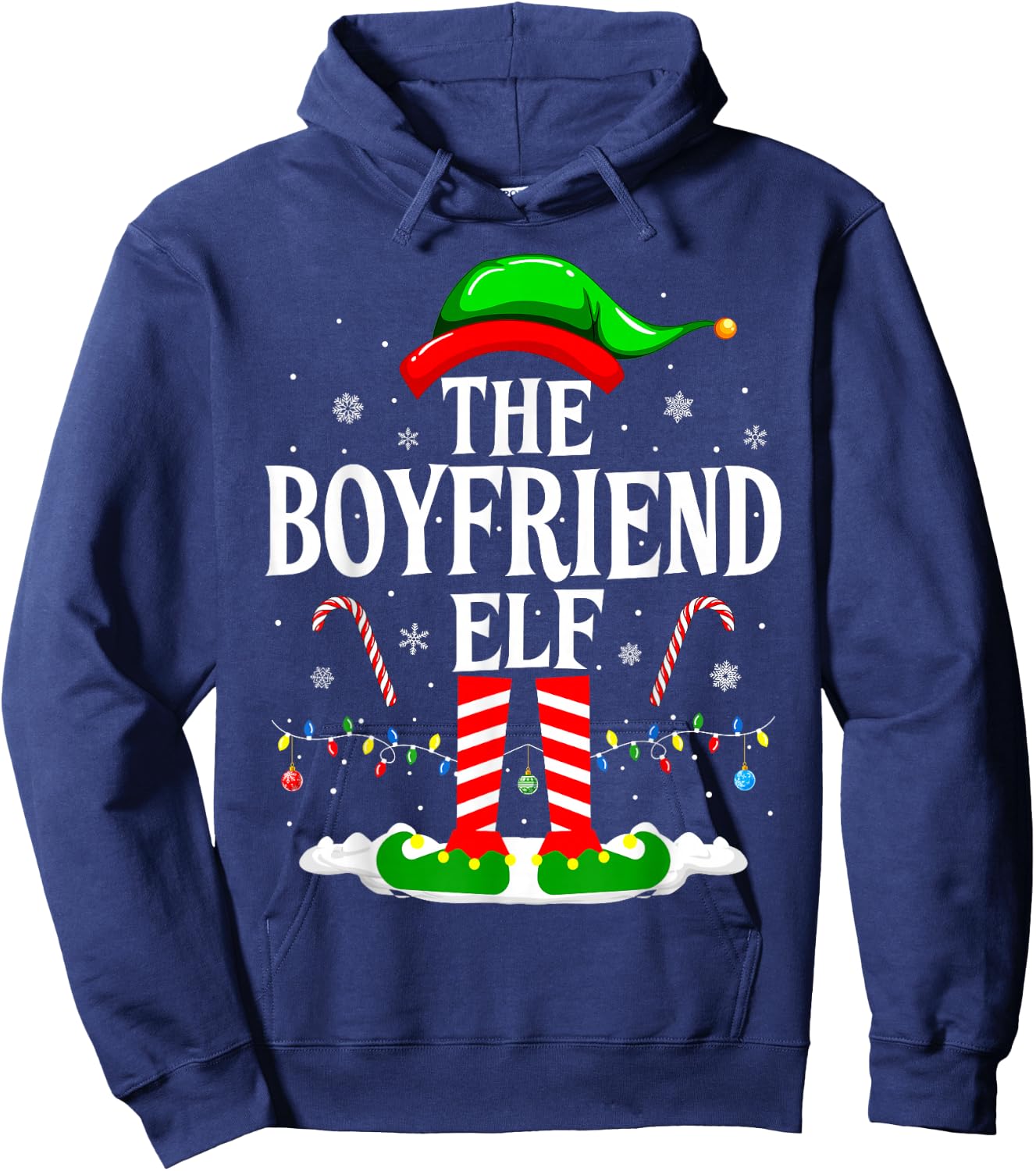 The Boyfriend Elf Funny Xmas Elf Matching Family Christmas Hoodie - Hoodie | Navy