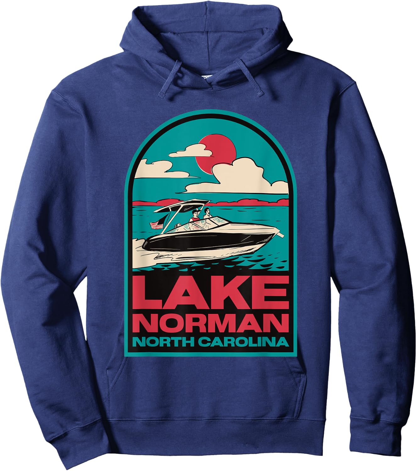 Lake Norman Retro Boating NC Hoodie - Hoodie | Navy