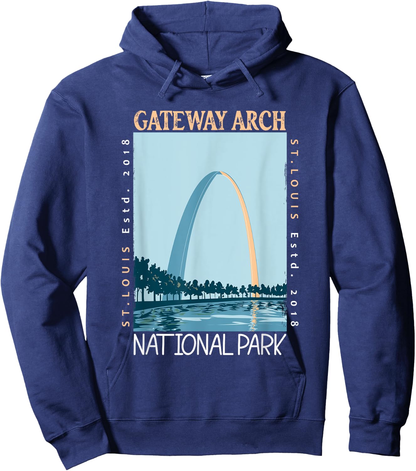 Gateway Arch National Park Distressed Vintage Hoodie - Hoodie | Navy