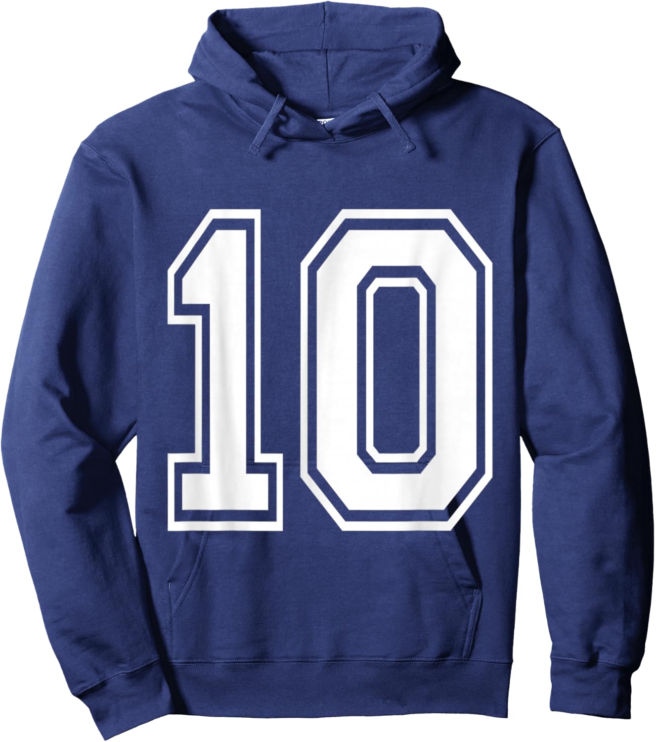 Number 10 Baseball Football Soccer Numbered Jersey Hoodie - Hoodie | Navy