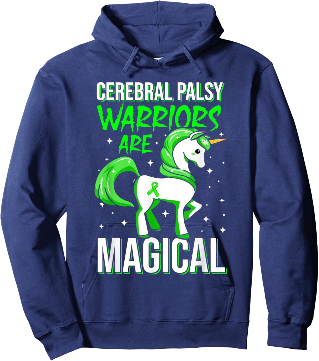 Cerebral Palsy Awareness Unicorn Warrior Magical Ribbon Hoodie - Hoodie | Navy