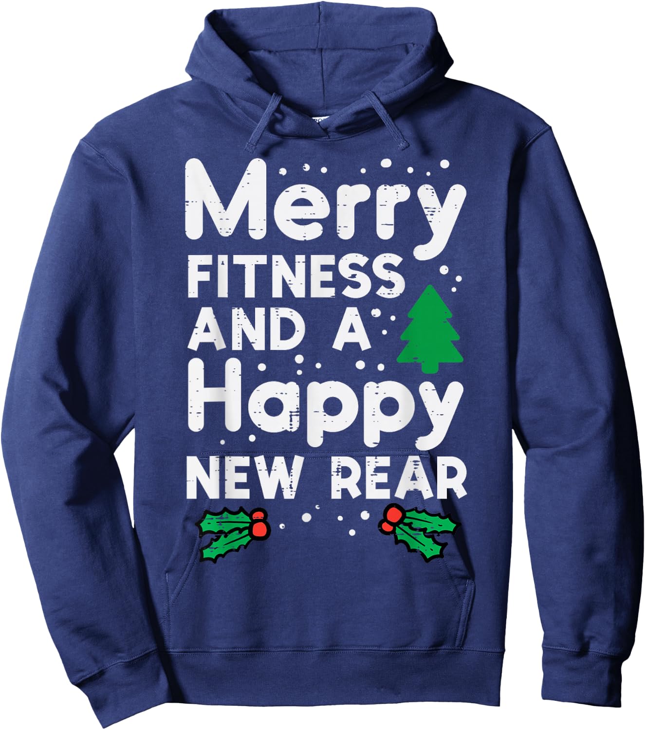 Christmas Merry Fitness Happy New Rear Xmas Workout Women Hoodie - Hoodie | Navy
