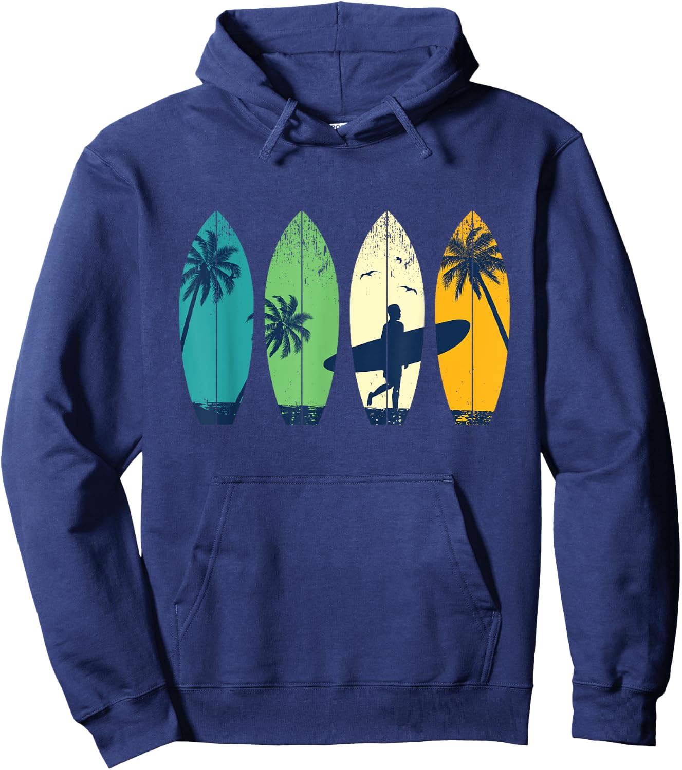 Retro Vintage Surfing Girl - Surfers Surfingboard Beach Wave Hoodie - Hoodie | Navy
