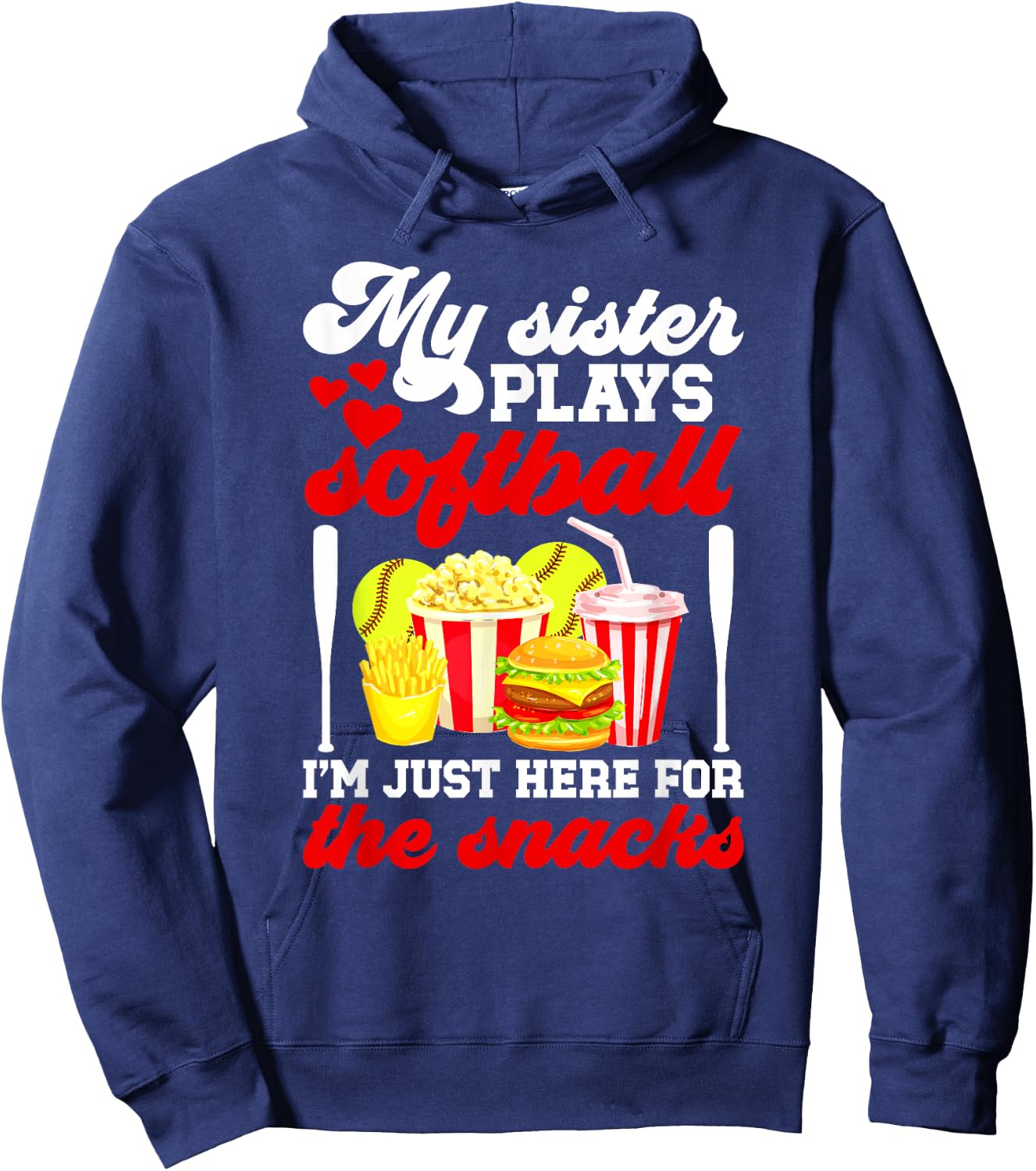 My Sister Plays Softball Sister Of A Softball Player Sister Hoodie - Hoodie | Navy