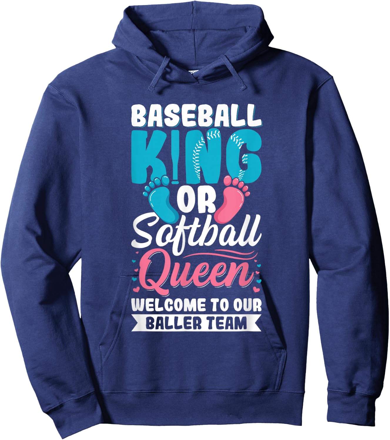 Baseball Gender Reveal Party Design for a Baseball Player Hoodie - Hoodie | Navy