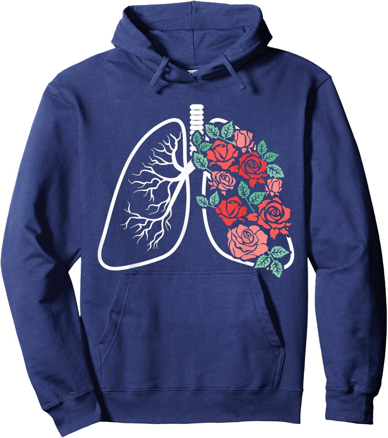 Floral Lungs Anatomical Flowers Pulmonology Student Fan Hoodie - Hoodie | Navy