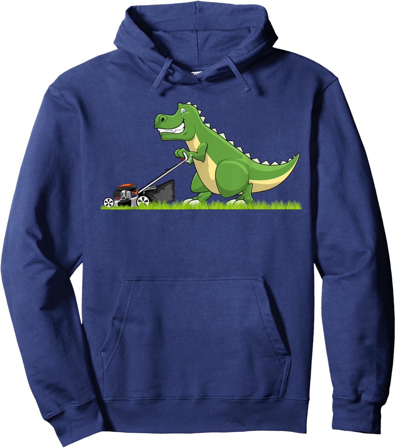 Cool Lawn Mowing Art Boys Kids Lawnmower Dinosaur Hoodie - Hoodie | Navy