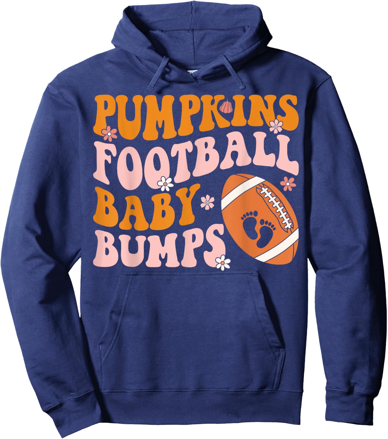 Pumpkins Football Baby Bumps Pregnancy Announcement Fall Hoodie - Hoodie | Navy