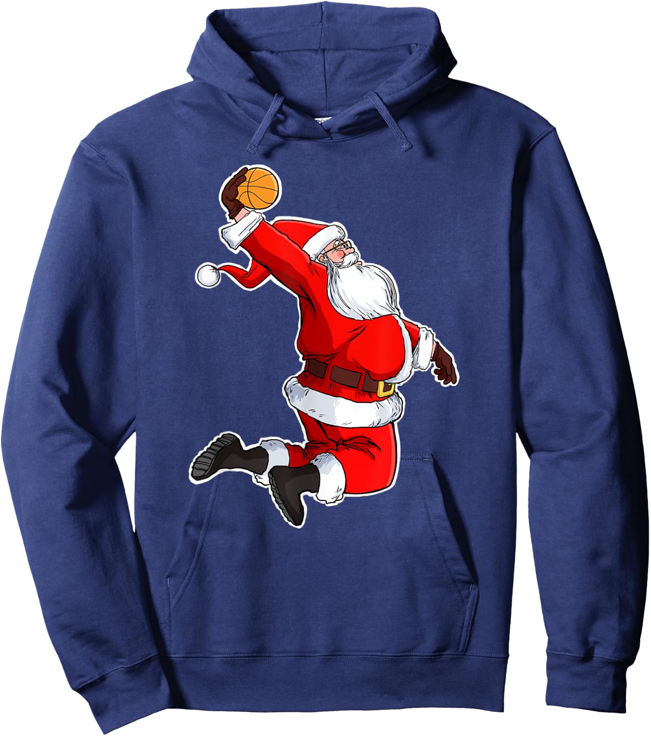 Dunking Santa Basketball Santa Hoodie - Hoodie | Navy