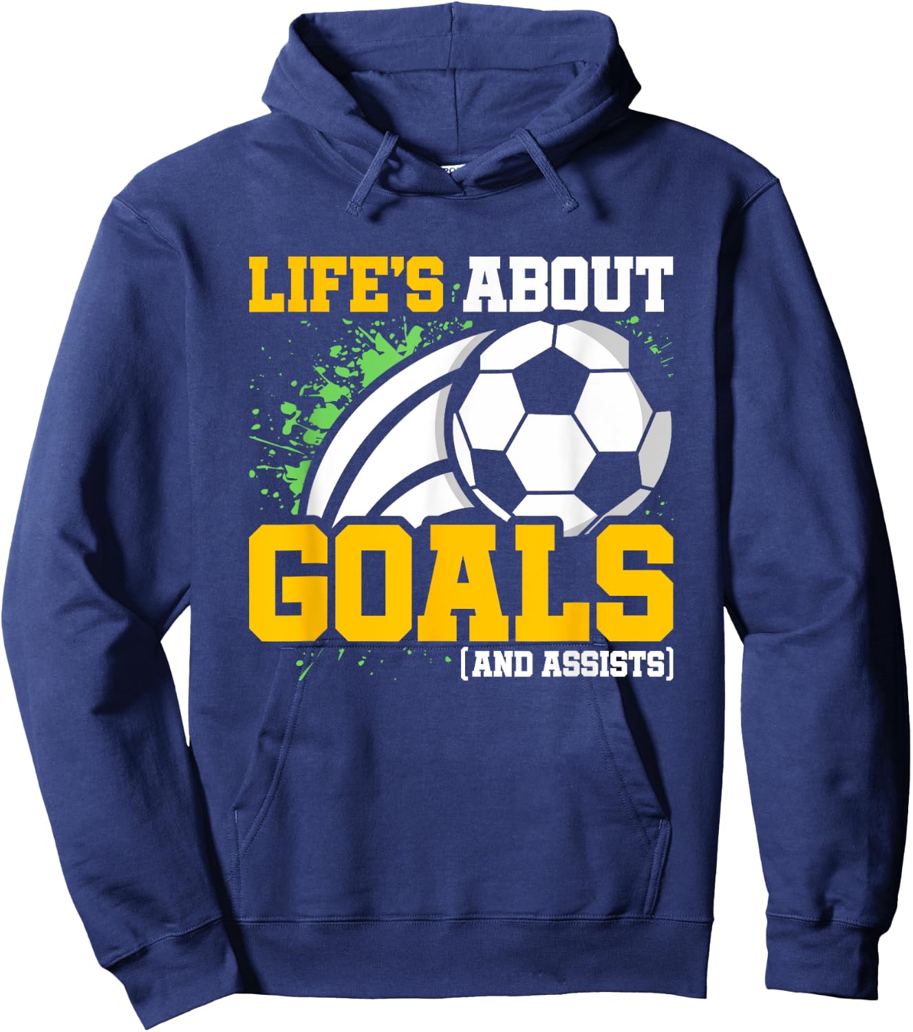 Soccer Player - Life's About Goals & Assists - Boys Soccer Hoodie - Hoodie | Navy