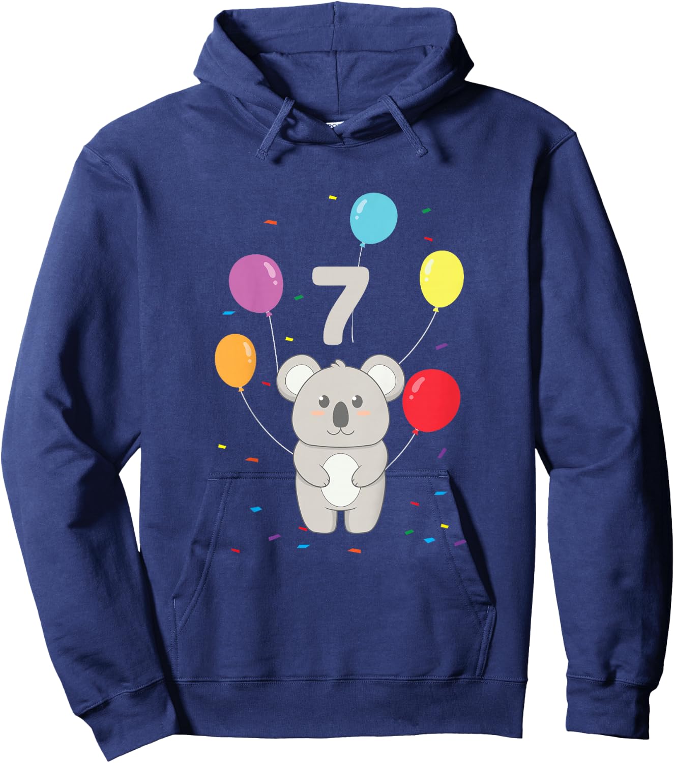 7th Birthday 7 Years Koala Balloons Australia Eucalyptus Zoo Hoodie - Hoodie | Navy