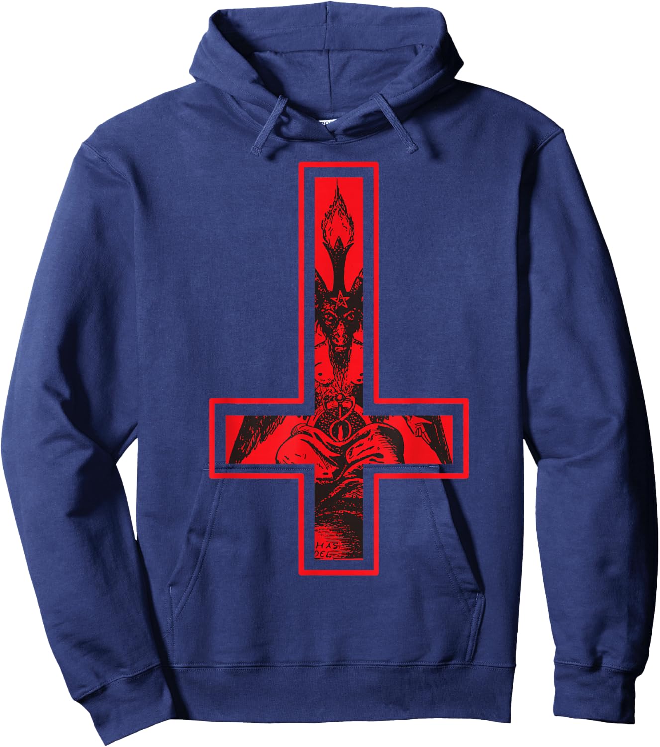 Baphomet Inverted Cross Occult Satanism Hail Satan Hoodie - Hoodie | Navy