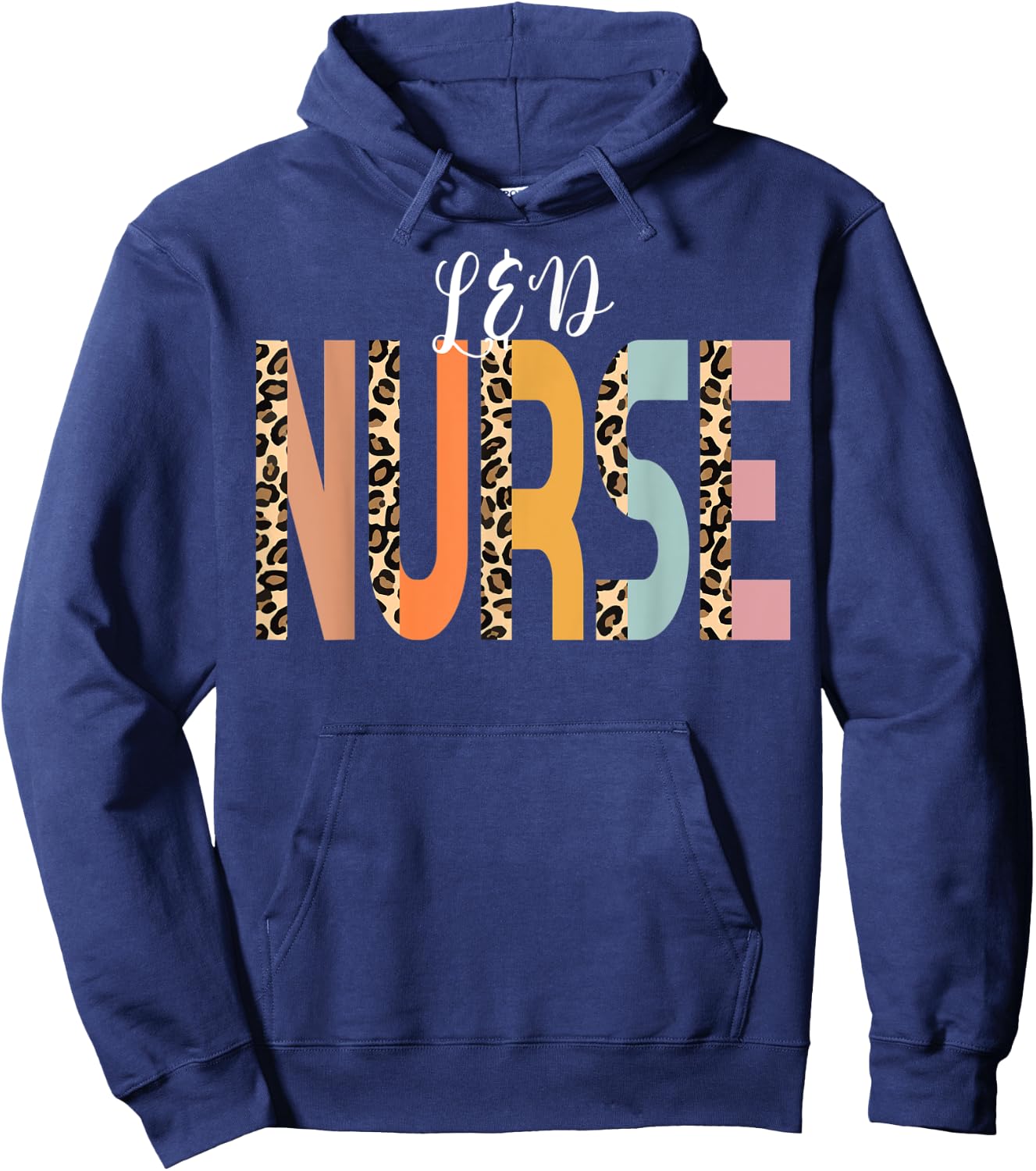 Labor and Delivery Nurse Cheetah Print RN Cute L&D Nurse Hoodie - Hoodie | Navy